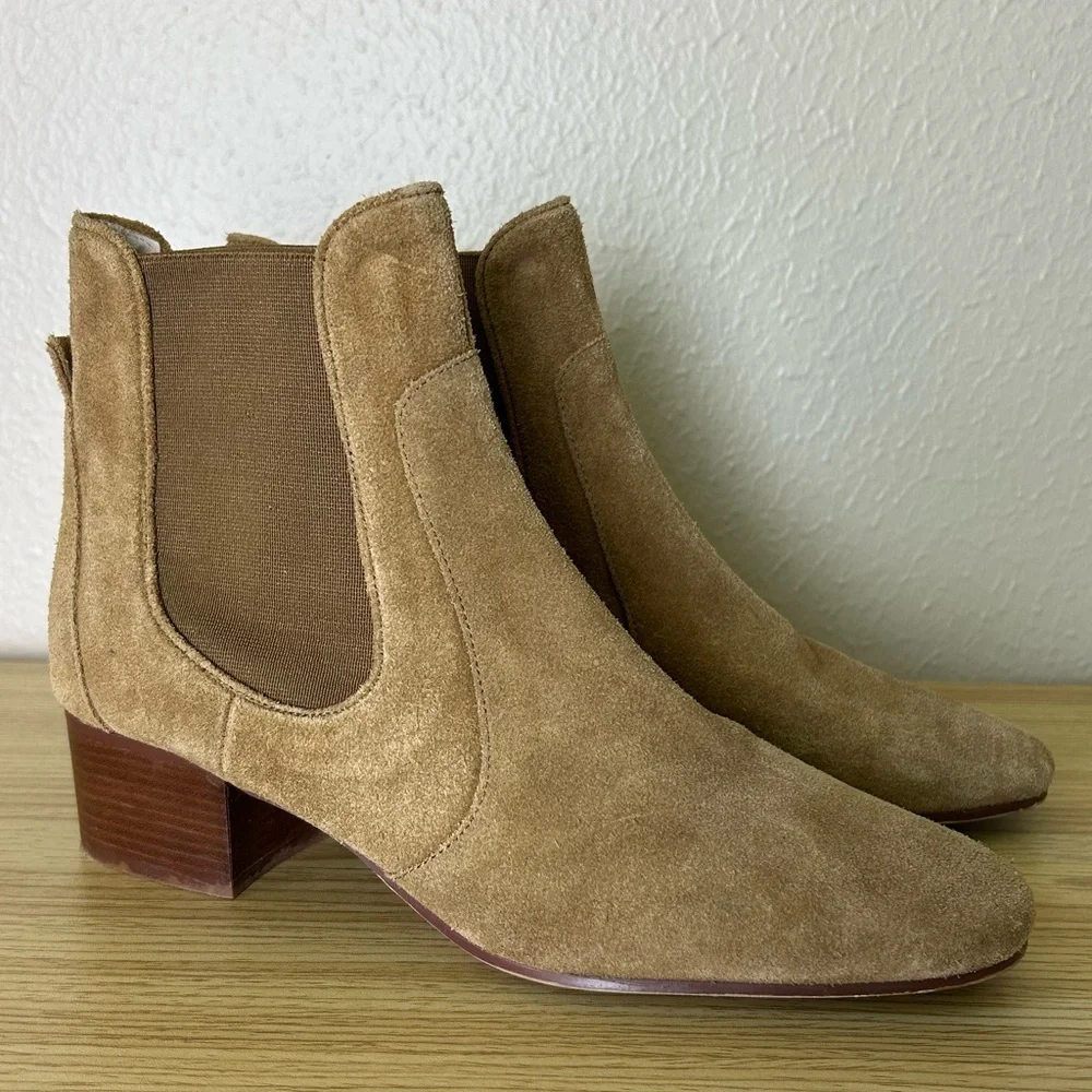 ZARA real suede tan ankle chelsea boots